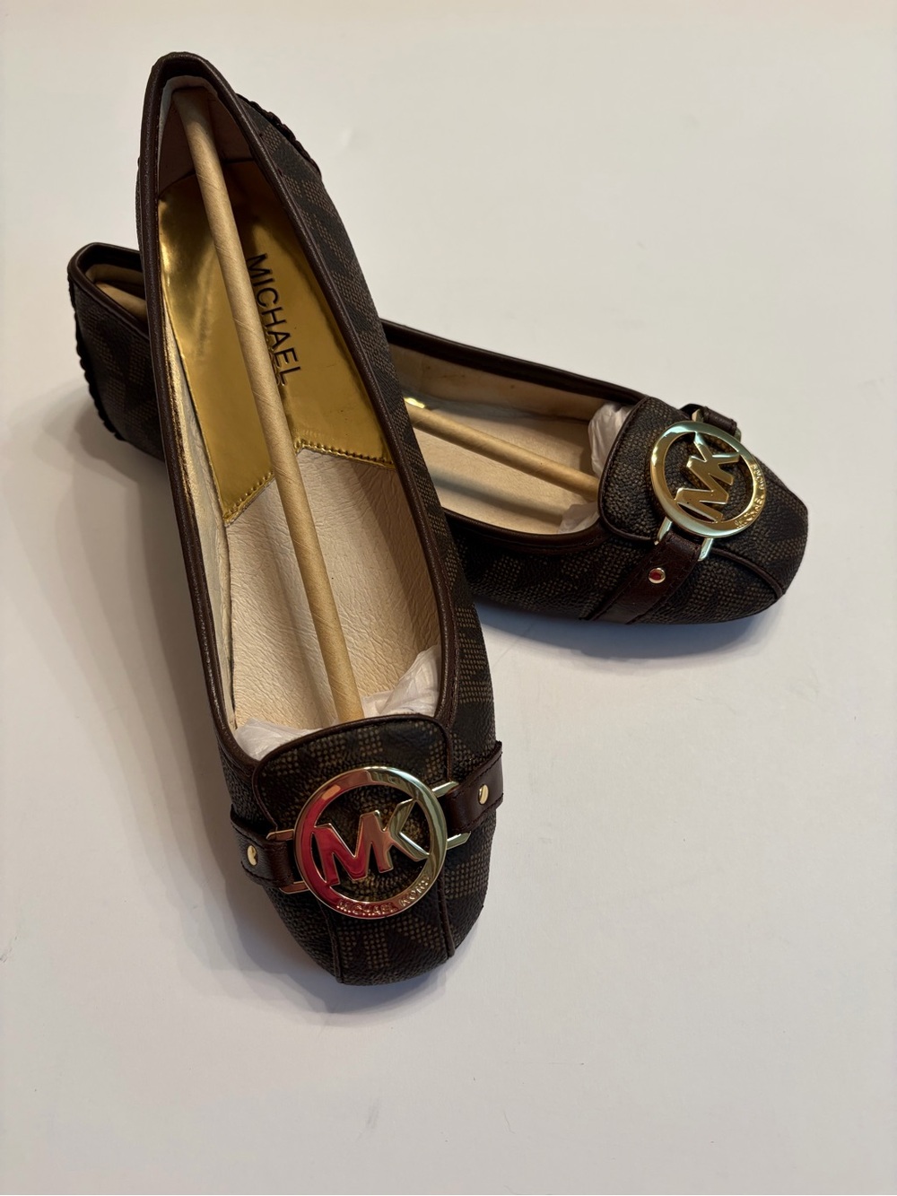 Michael Kors Fulton Brown Logo Moccasin Ballet Flats